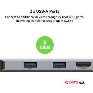 هاب شارژر 5 در 1 بلکین مدل Belkin Connect USB-C 5-in-1 Multiport Adapter PVC002 (آمریکایی) اورجینال